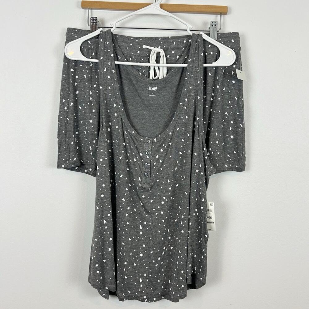 Jenni by Jennifer Moore Grey Hearts Printed Pajama Set Size Large